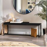 Banco Recamier Puff London 160cm Preto Suede Preto Tampo Quadrado Mdf Preto - Ahazzo Móveis