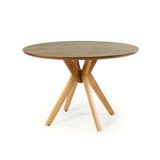 Mesa De Jantar Redonda 120cm Marci Premium Em Madeira Maciça E Mdf - Natural