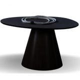 Mesa Cone Redonda Orgânica Em Ébano 100cm
