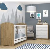 Quarto De Bebê Completo Com Berço Mini Cama E Cômoda Lápis De Cor Com Colchão Espresso Móveis Branco/rústico