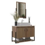 Gabinete Banheiro 60cm 2 Portas Com Cuba E Espelheira Multimóveis Cr10106 Noce/calacata Noce/calacata