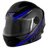 Capacete Moto Fechado Pro Tork R8 Preto Azul Tam: 60