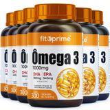 Kit 6 Ômega 3 Óleo De Peixe 1000mg 300 Cápsulas Fitoprime