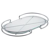Bandeja Decorativa Organizadora Oval Vidro Forma Aparador Mesa Bancada Bebidas Garrafas Bar Escritór