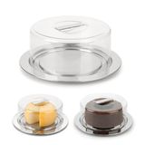 Prato Boleira Porta Queijo Multiuso Base Inox 25cm Pão Torta