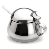 Açucareiro De Mesa Todo De Inox 250g Acompanha Colher Lyr Porta Açucar Servir Chá Café Casa Cozinha