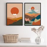 Quadros Bohos Montanhas De Gatinhos 33x24cm - Kit 2