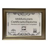 Moldura A4 Certificado Diploma Premium Luxuoso Tela Acetato Titulo Moldura Prateada Lisa