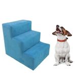 Escada Escadinha Pet Cachorro 3 Degraus Rampa Suede Dog Cor:azul Turquesa