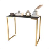 Mesa Buffet Balcão Aparador Industrial Pé Dourado 90x45x90 Cor:preto