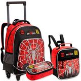 Kit Mochila De Rodinhas Infantil Escolar Super Spider Aranha