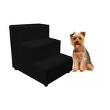 Escada Escadinha Pet Cachorro 3 Degraus Rampa Suede Dog Cor:preto