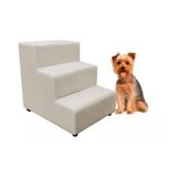 Escada Escadinha Pet Cachorro 3 Degraus Rampa Suede Dog Cor:bege