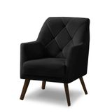 Poltrona Decorativa Retrô Recepção Magali Veludo Preto Lansofbr