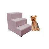 Escada Escadinha Pet Cachorro 3 Degraus Rampa Suede Dog Cor:rosê