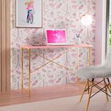 Escrivaninha Industrial Juvenil Princesa Aço Carbono Klm Dourado-rosa
