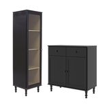 Cristaleira + Aparador Buffet Ditália E-963-r-629 Cor:preto Preto