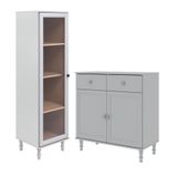 Cristaleira + Aparador Buffet Ditália E-963-r-629 Cor:cinza Cinza