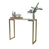 Mesa Buffet Balcão Aparador Industrial Pé Dourado 90x45x76 Cor:off-white