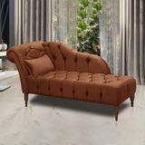Chaise Longue Divã Montreal Em Madeira De Reflorestamento Veludo 160cm Star Confort Terracota
