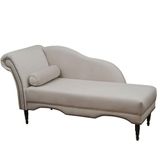Chaise Longue Divã Copenhagen Em Madeira De Reflorestamento Veludo 160cm Star Confort Bege Marfim