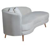 Chaise Longue Divã Emili Em Madeira De Reflorestamento 160cm Veludo Star Confort Bege Marfim