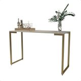 Mesa Buffet Balcão Aparador Industrial Pé Dourado 120x45x90 Cor:off-white