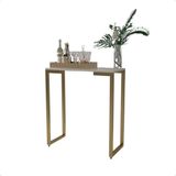 Mesa Buffet Balcão Aparador Industrial Pé Dourado 68x45x76 Cor:off-white