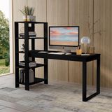 Escrivaninha Home Office 4 Prateleiras Paris Rofemar Móveis Preto