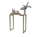 Escrivaninha Aparador Mesa Corredor 68cm X 30cm Pés Dourado Cor:off-white