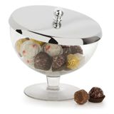 Pote Bomboniere Vidro Com Tampa Inox Balas Doces Chocolate Organizador Decoração Bancada Casa