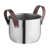 Champanheira Inox Balde De Gelo Com Alças De Couro 6 Litros Luxo Festa Bar Evento