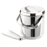 Balde De Gelo Inox Com Pegador Pinça 2,3 Litros Baldinho Container Interno Removível Para Guardar