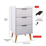 Mesa Cabeceira Palito 3 Gavetas Toni Branco