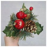 Kit 2 Ramos Maçã Decoração De Natal Artificial Com Brilho 16cm