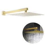 Ducha Chuveiro 30x30 Dourado Slim Inox Com Braço 38 Cm