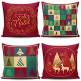 Kit C- 4 Capas De Almofadass Natalinas Feliz Natal Fim De Ano 45cm X 45cm