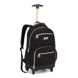 Mochila Escolar De Carrinho Rodas Feminina Reforçada Grande