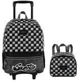 Kit Mochila Escolar Skate Plus Rodinhas Preta Tam G Infantil