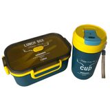 Kit Pote Mamiteira 1100ml Com Divisórias Talher E Copo