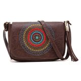 Bolsa Flap Transversal Feminino Com Bordado Mandala E Zíper