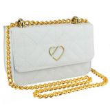 Bolsa Transversal Casual Feminino Alça Corrente Detalhe Em Metal E Costuras