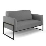 Sofá Namoradeira Base Industrial Alta Preto Marisa Linho D03 - D\&#39;rossi Cor A26 Grafite