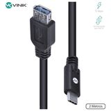 Cabo Usb Tipo C P-extensor Usb A Fêmea V3.2 Gen1 5gbps 2 Mts