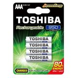 Pilha Recarregável Aaa 950mah Toshiba 4 Unidades