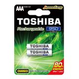 Pilha Recarregável Aaa 950mah Toshiba 2 Unidades