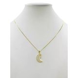 Cordão Feminino 1mm Lua Cravejada - Banhado A Ouro 18k