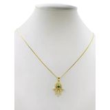 Cordão Feminino 1mm Hamsá Cravejado - Banhado A Ouro 18k