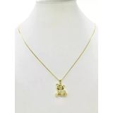 Cordão Feminino Urso Abraçando Coração - Banhado A Ouro 1mm