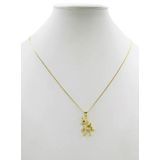 Cordão Feminino 1mm Unicórnio Cravejado Banhado A Ouro 18k